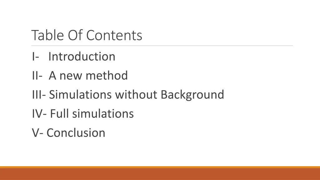 table of contents i introduction ii a new method