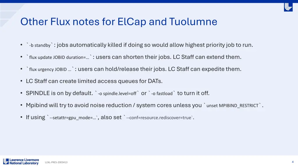 other flux notes for elcap and tuolumne
