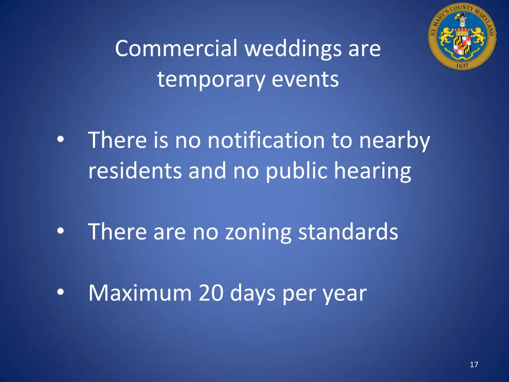 commercial weddings are temporary events