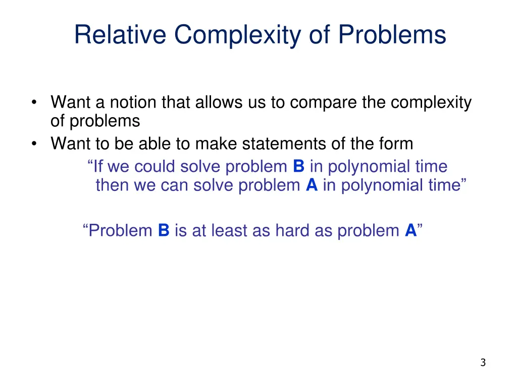 relative complexity of problems