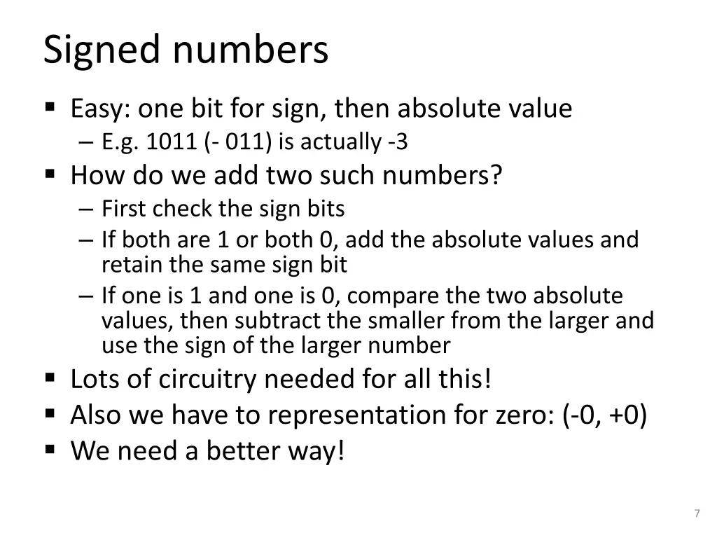 signed numbers