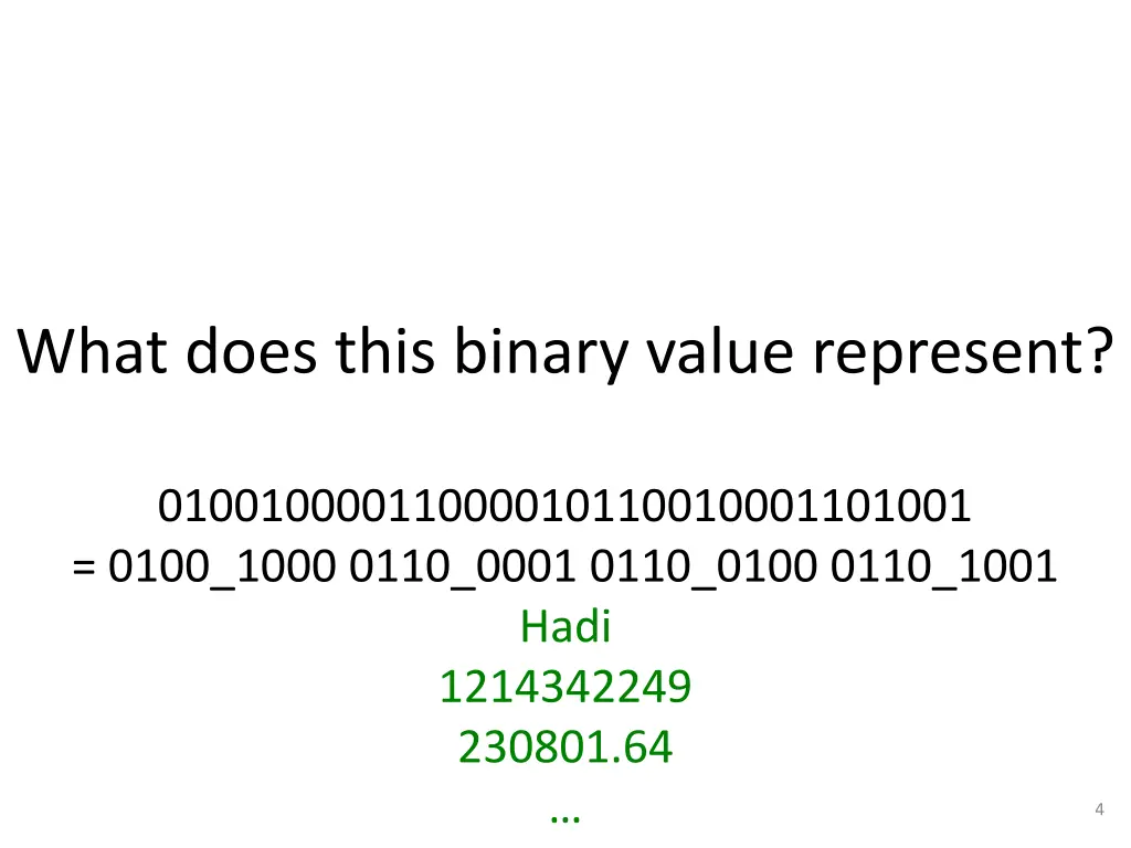 what does this binary value represent 1