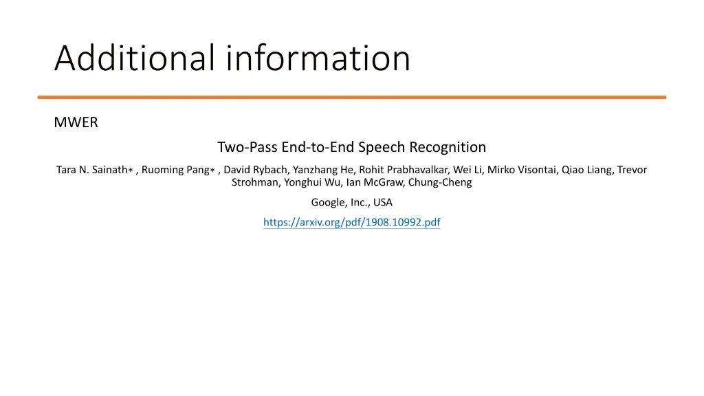 additional information