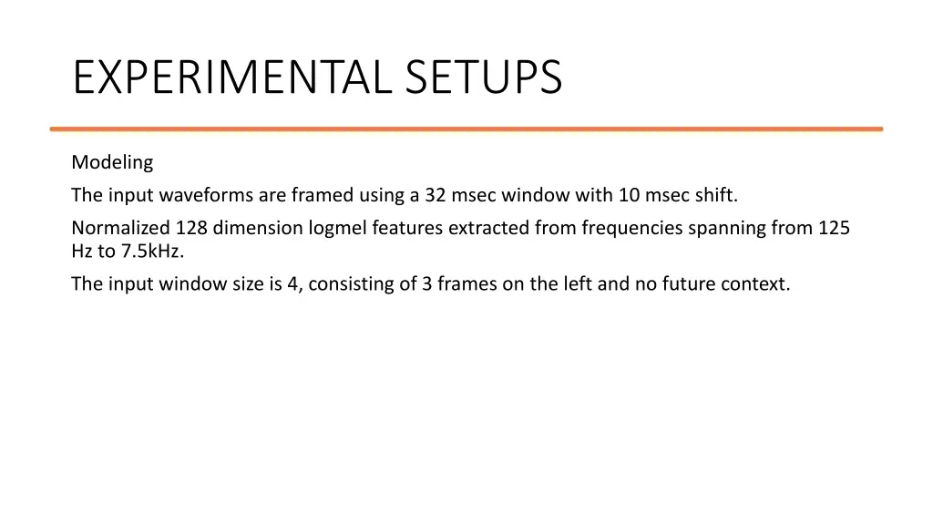 experimental setups