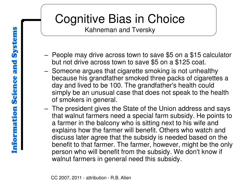 cognitive bias in choice kahneman and tversky