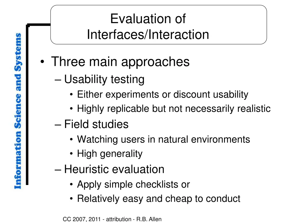 evaluation of interfaces interaction