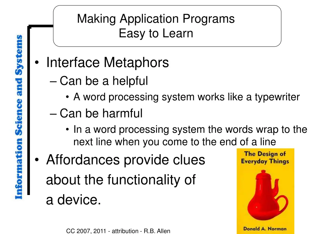 making application programs easy to learn