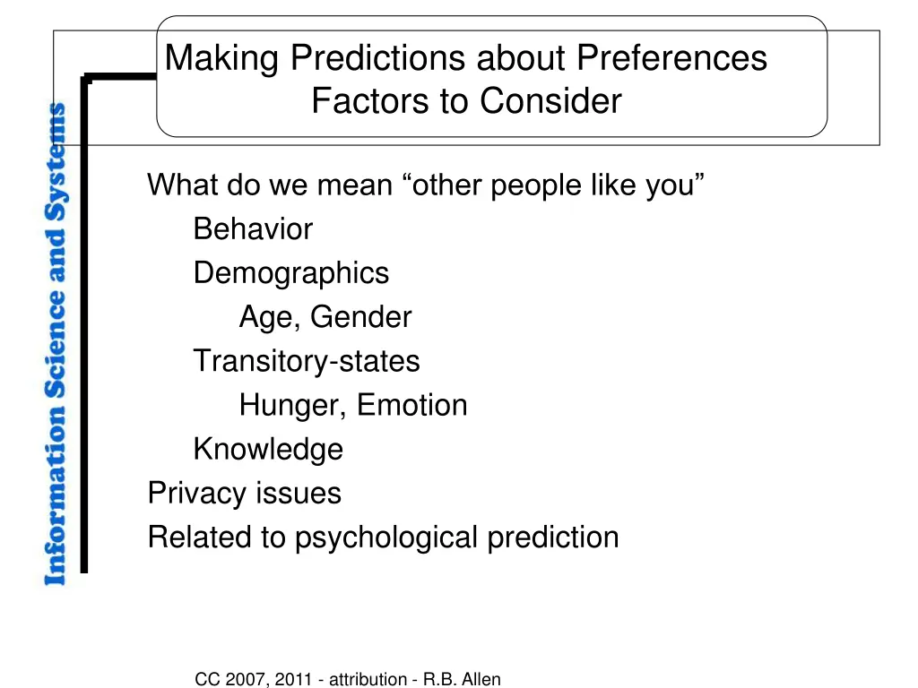 making predictions about preferences factors