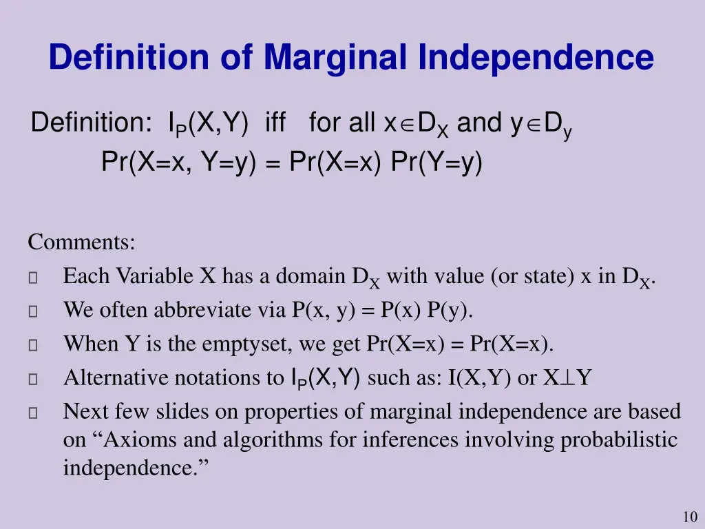 definition of marginal independence