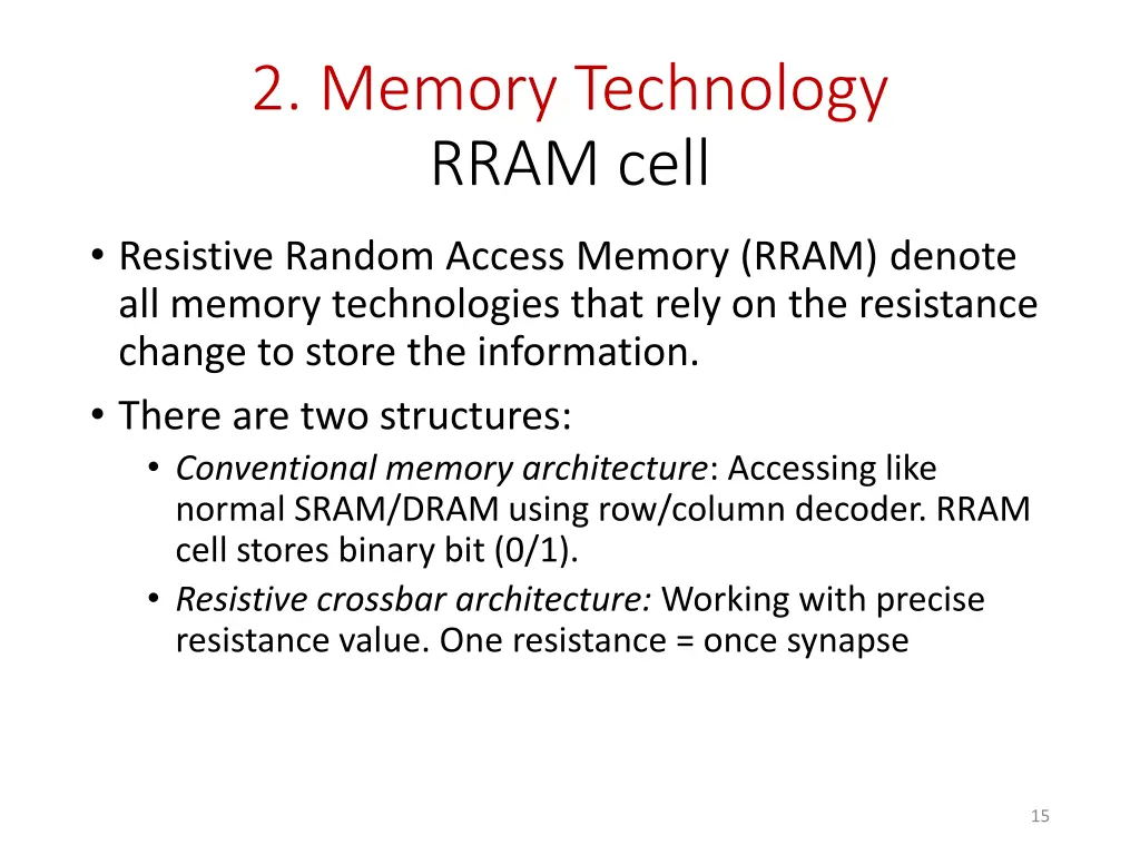 2 memory technology rram cell
