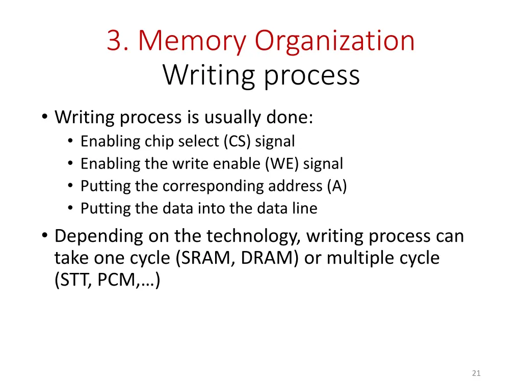 3 memory organization writing process