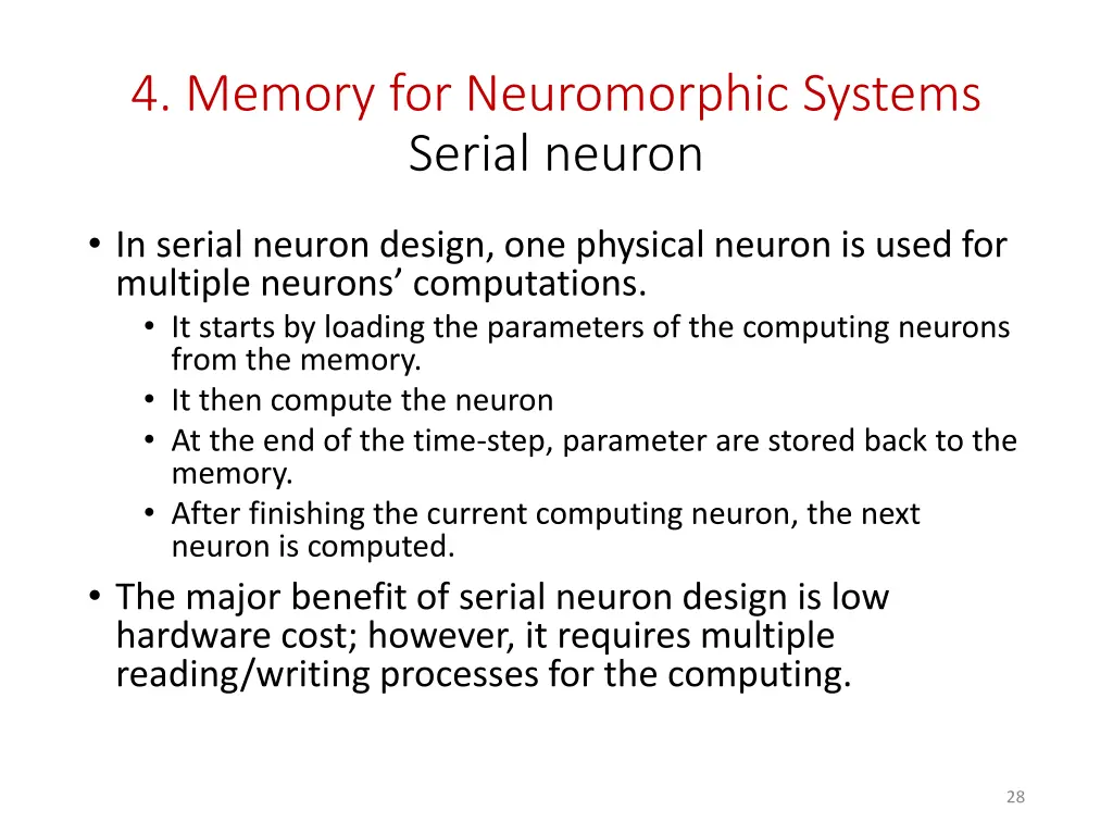 4 memory for neuromorphic systems serial neuron