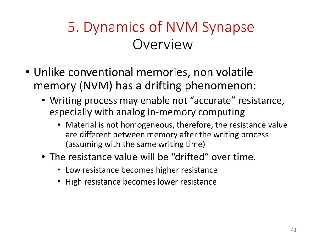 5 dynamics of nvm synapse overview