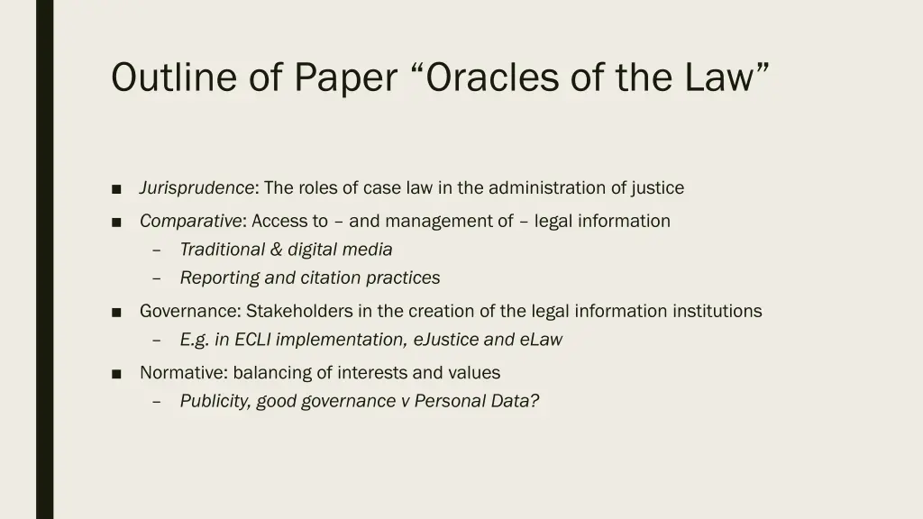 outline of paper oracles of the law