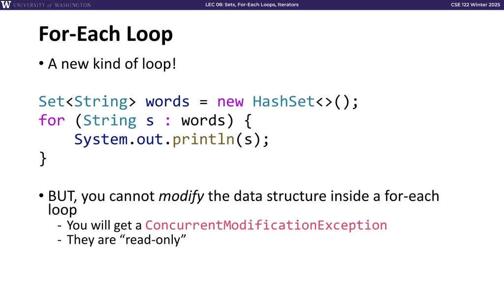 lec 08 sets for each loops iterators 12