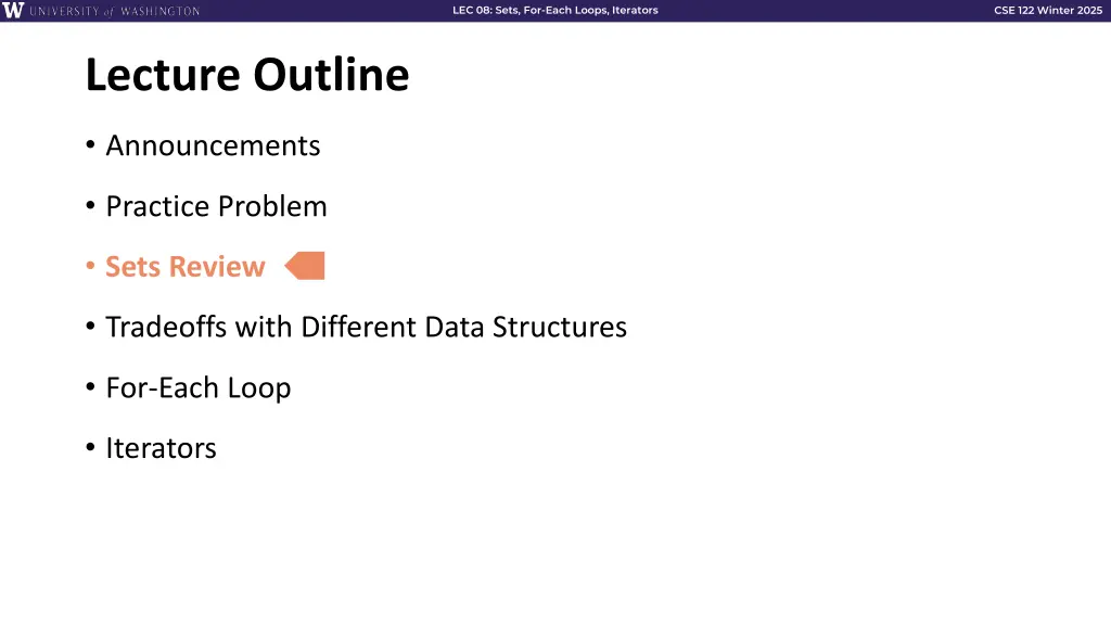 lec 08 sets for each loops iterators 5
