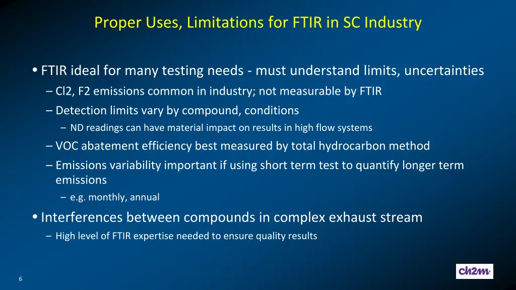 proper uses limitations for ftir in sc industry
