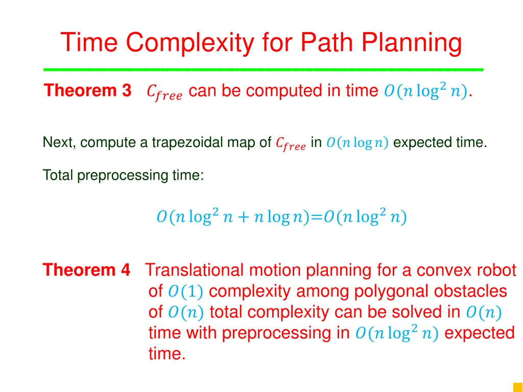 time complexity for path planning