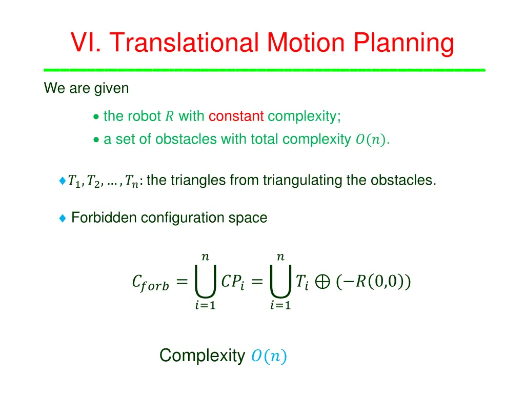 vi translational motion planning
