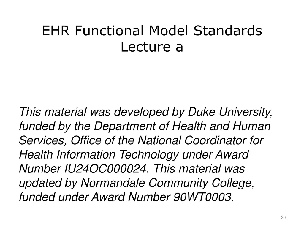 ehr functional model standards lecture a