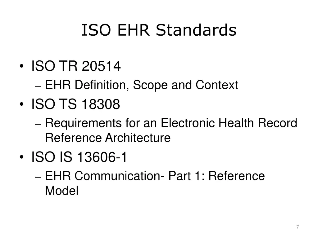 iso ehr standards