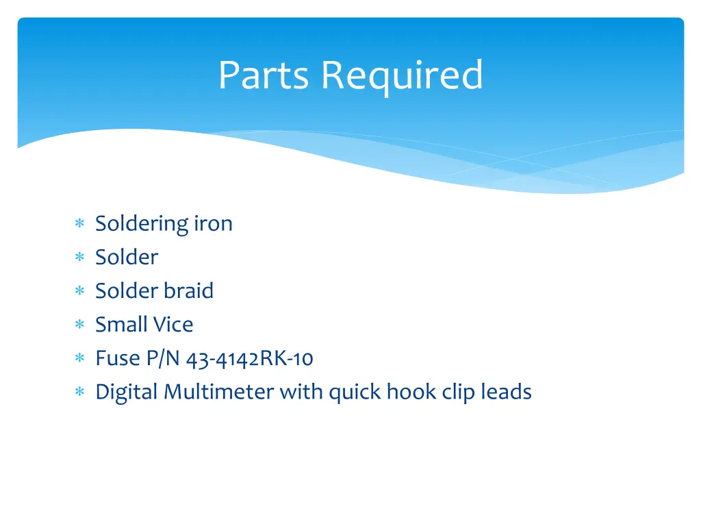 parts required