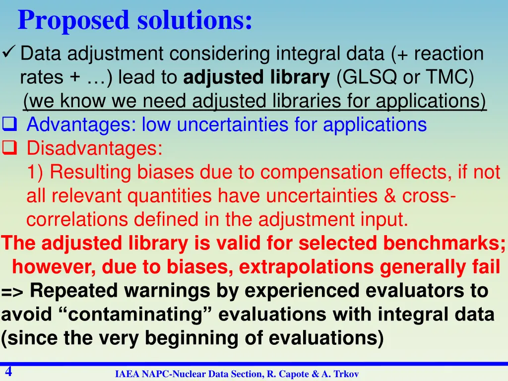 proposed solutions data adjustment considering
