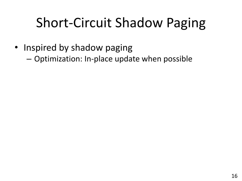 short circuit shadow paging