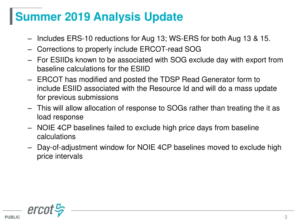 summer 2019 analysis update