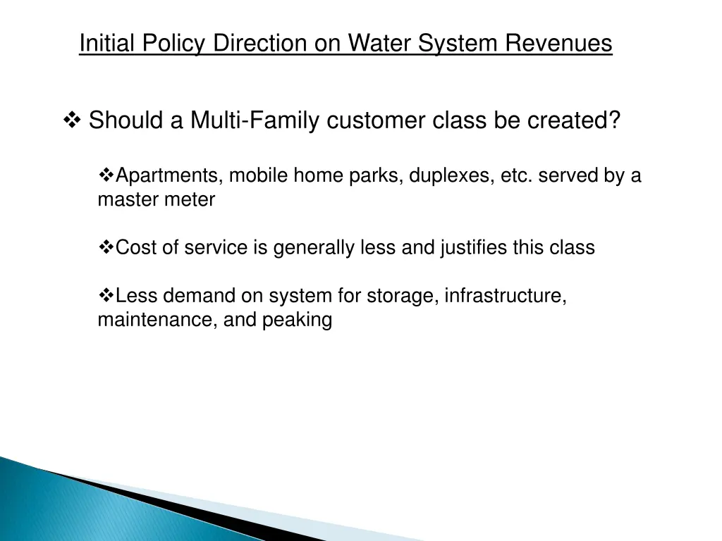 initial policy direction on water system revenues 3