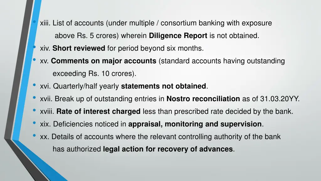 xiii list of accounts under multiple consortium