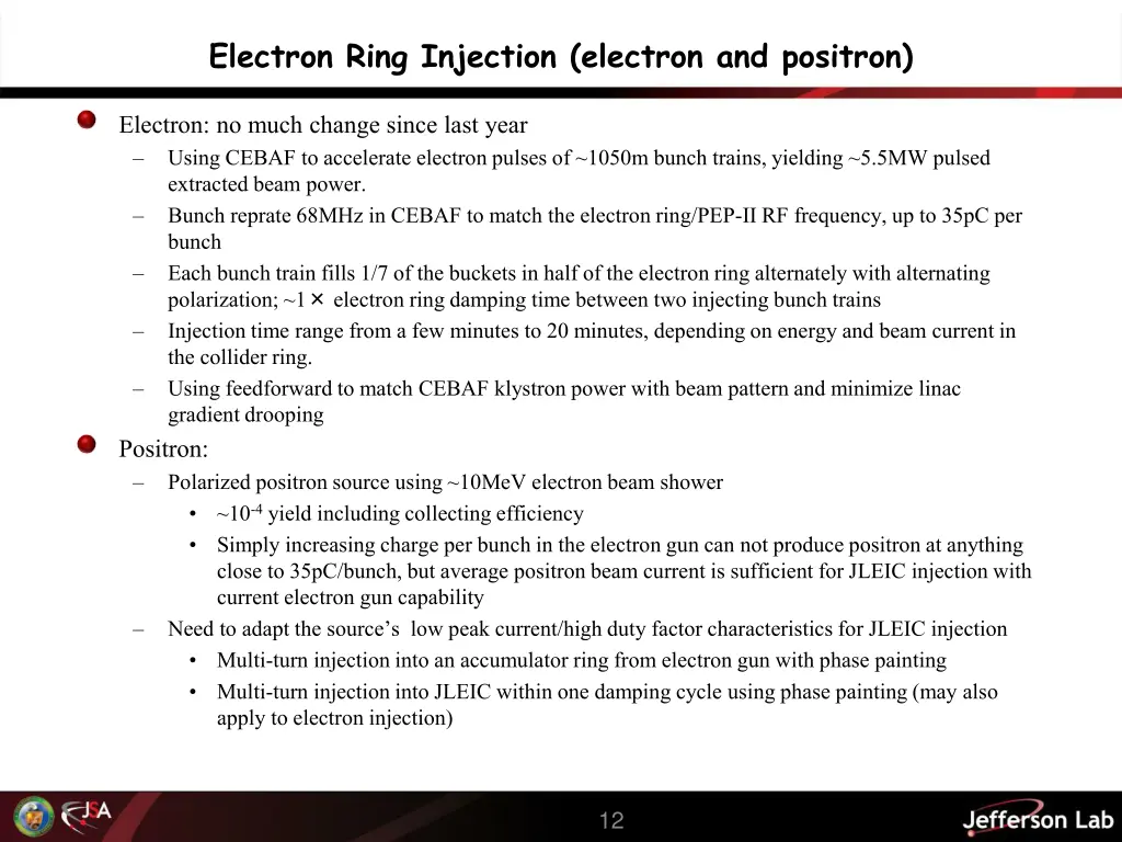 electron ring injection electron and positron