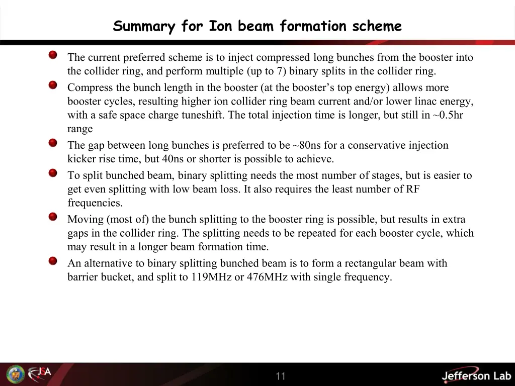 summary for ion beam formation scheme