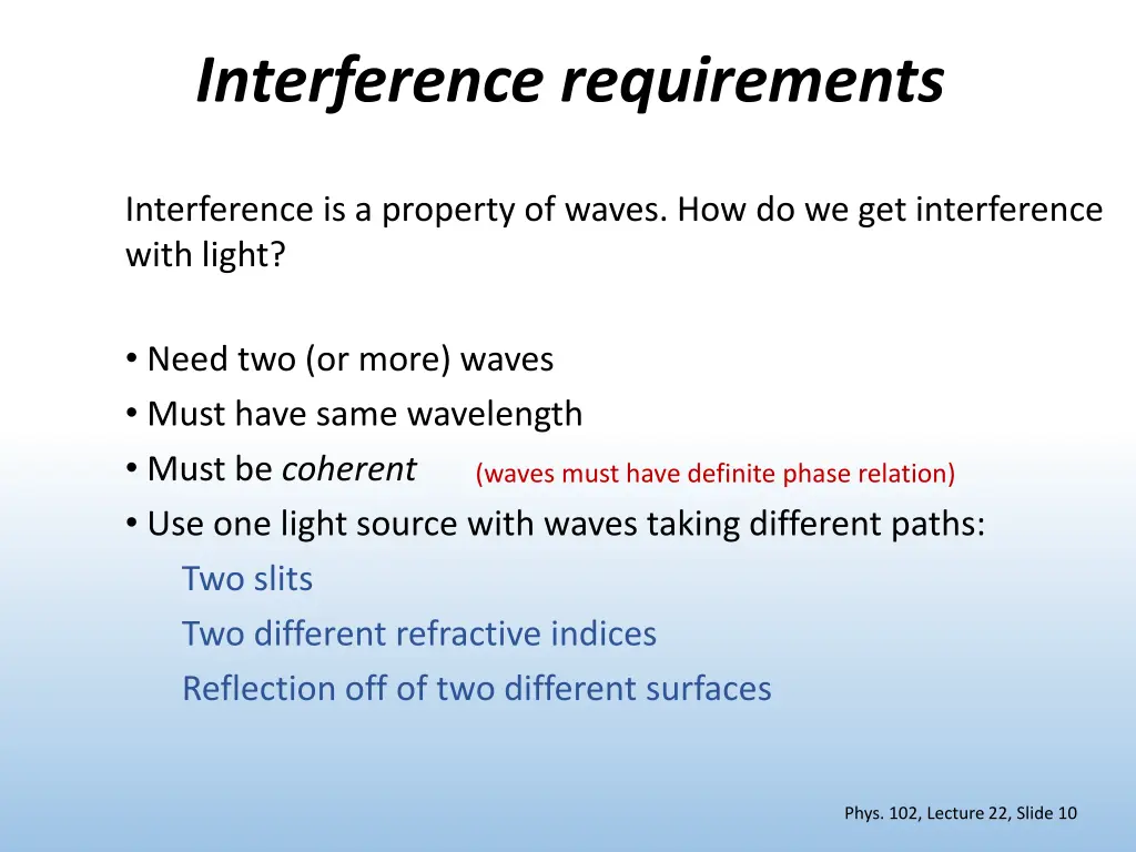 interference requirements
