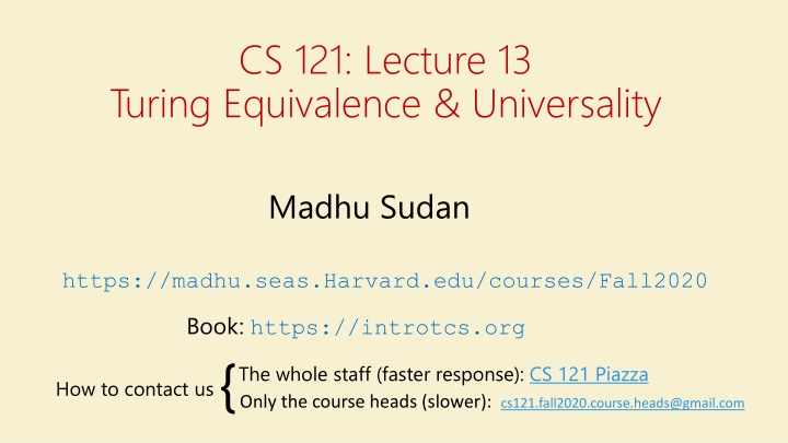 cs 121 lecture 13 turing equivalence universality