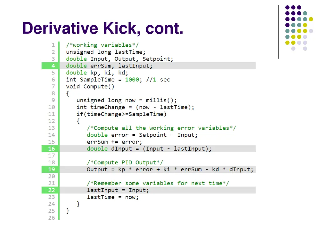 derivative kick cont