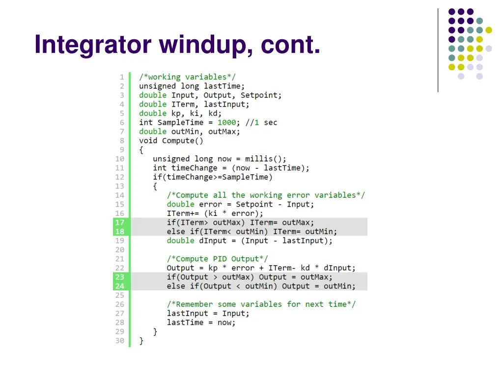 integrator windup cont