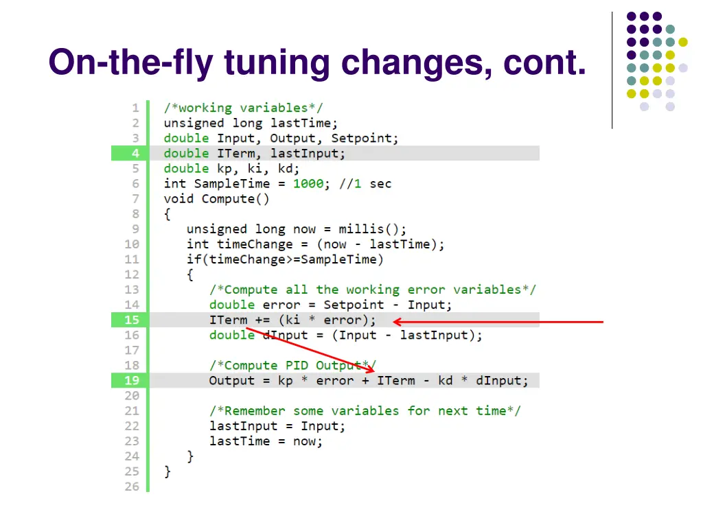 on the fly tuning changes cont 1
