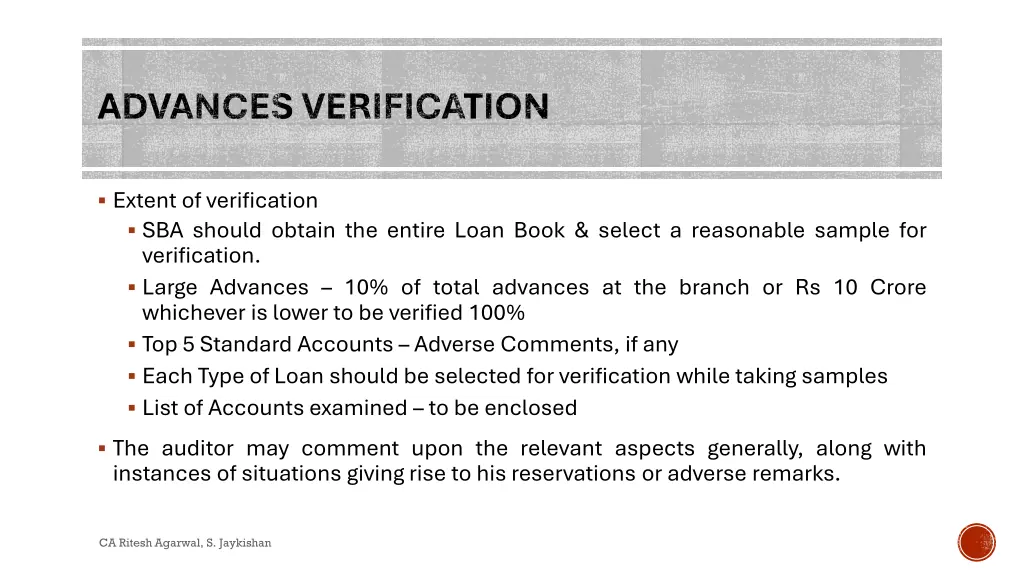 advances verification
