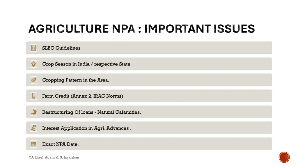 agriculture npa important issues