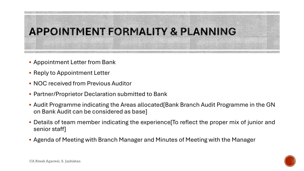 appointment formality planning