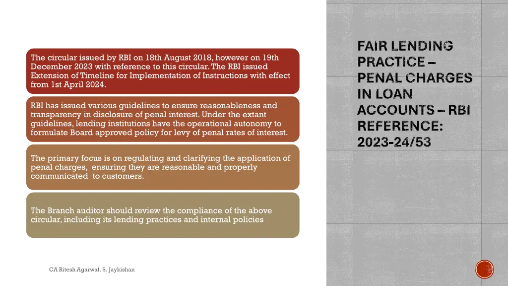 fair lending practice penal charges in loan