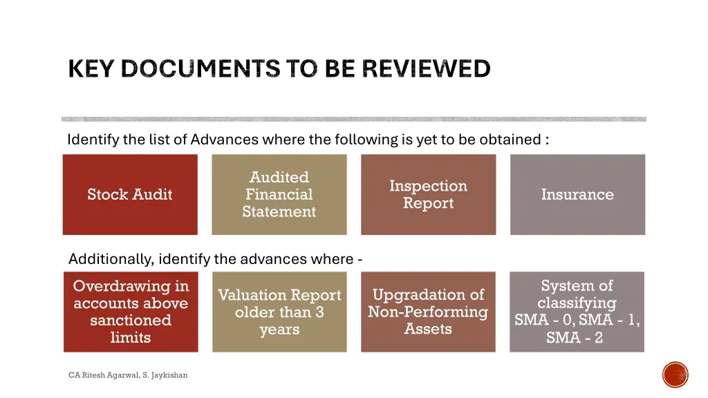key documents to be reviewed