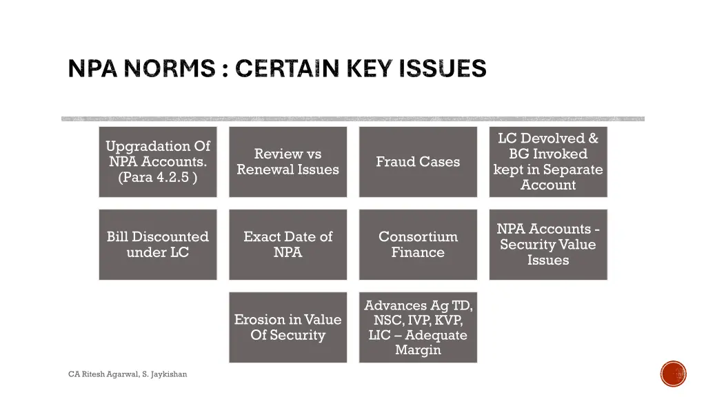 npa norms certain key issues