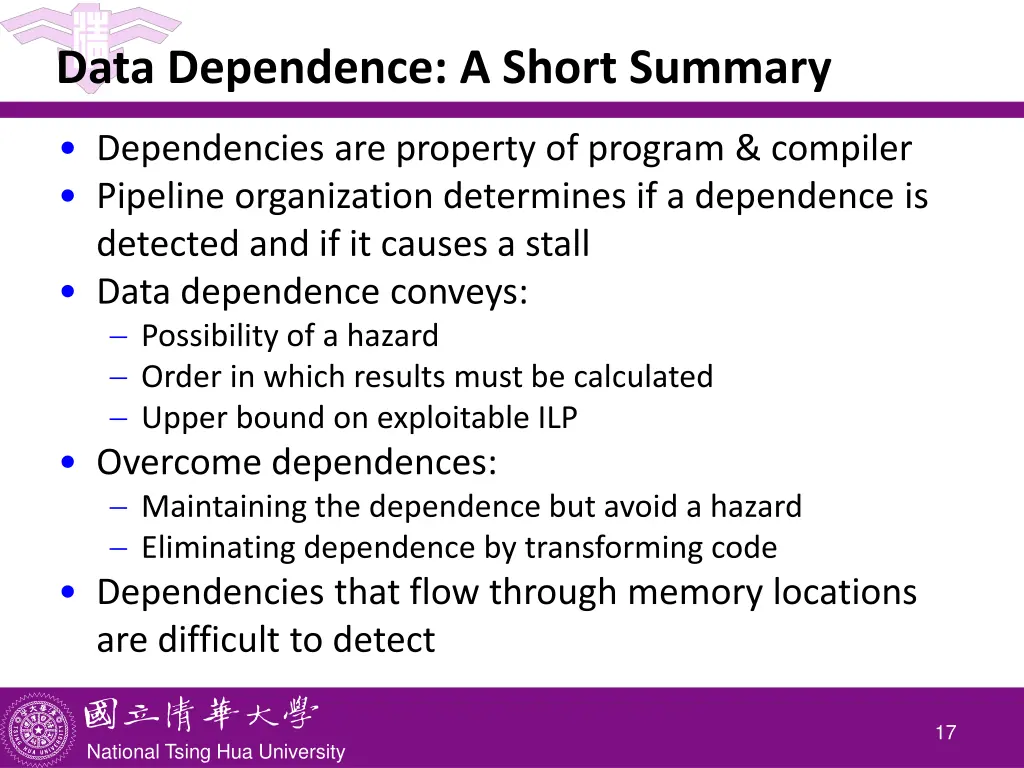 data dependence a short summary