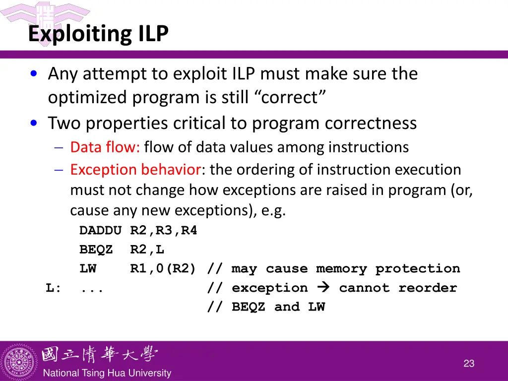 exploiting ilp