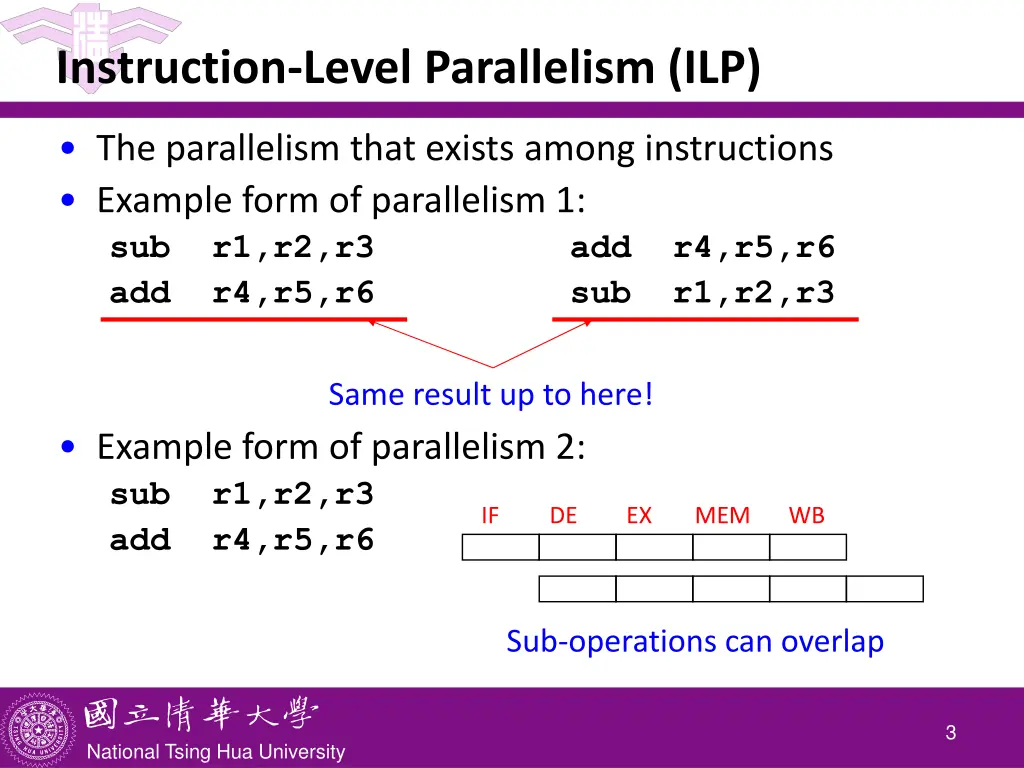 instruction level parallelism ilp