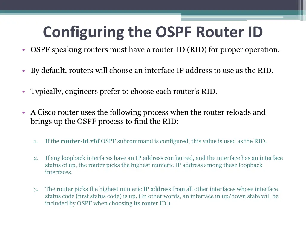 configuring the ospf router id