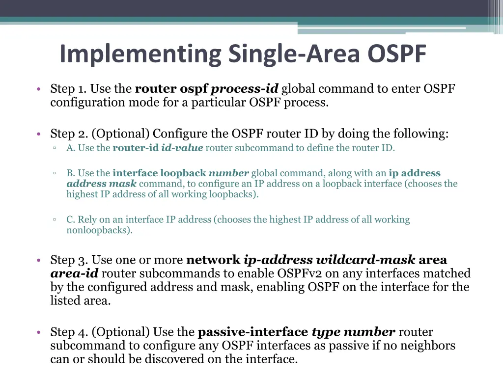 implementing single area ospf