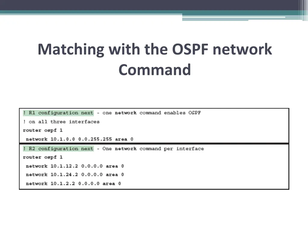matching with the ospf network command 2
